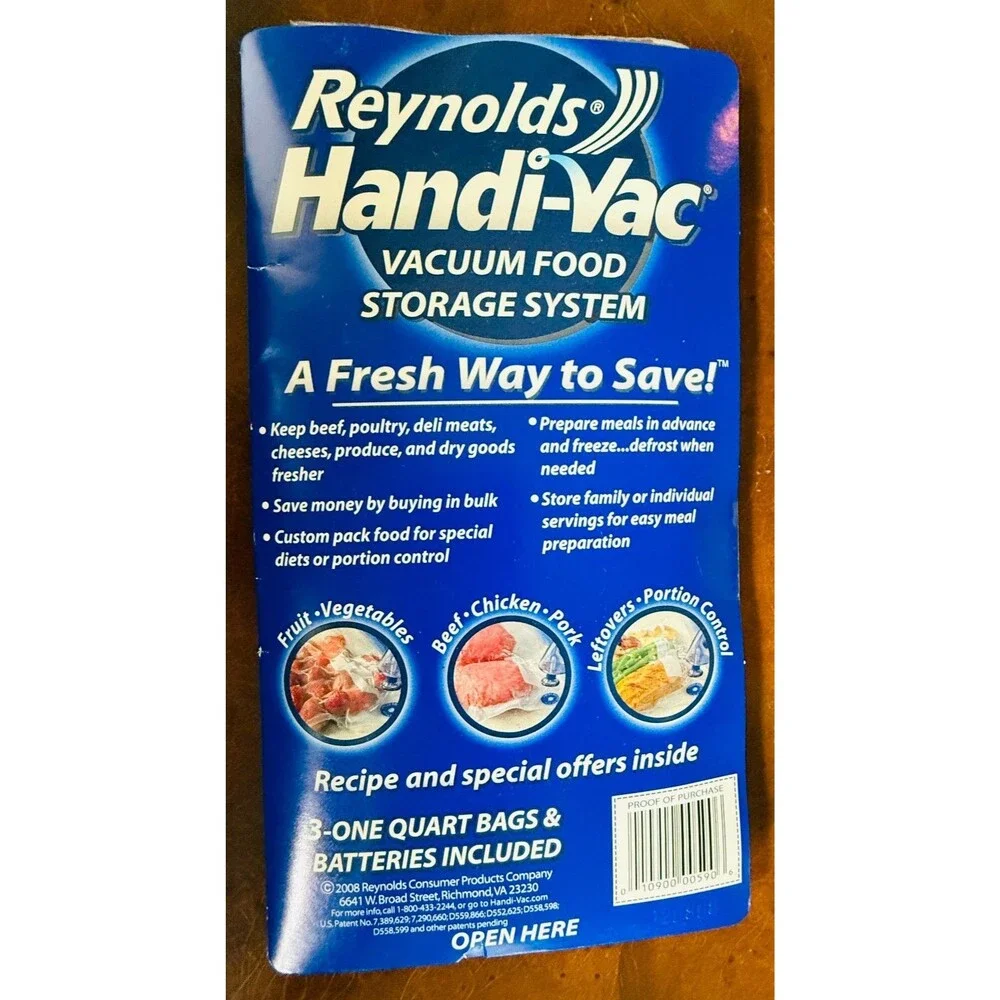 REYNOLDS Handi-Vac One-Quart Bags Vacuum Sealer Food Storage System Pack of 3